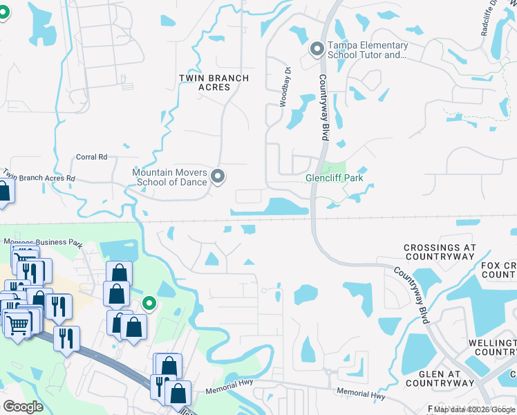 map of restaurants, bars, coffee shops, grocery stores, and more near 12439 Bristol Commons Circle in Tampa