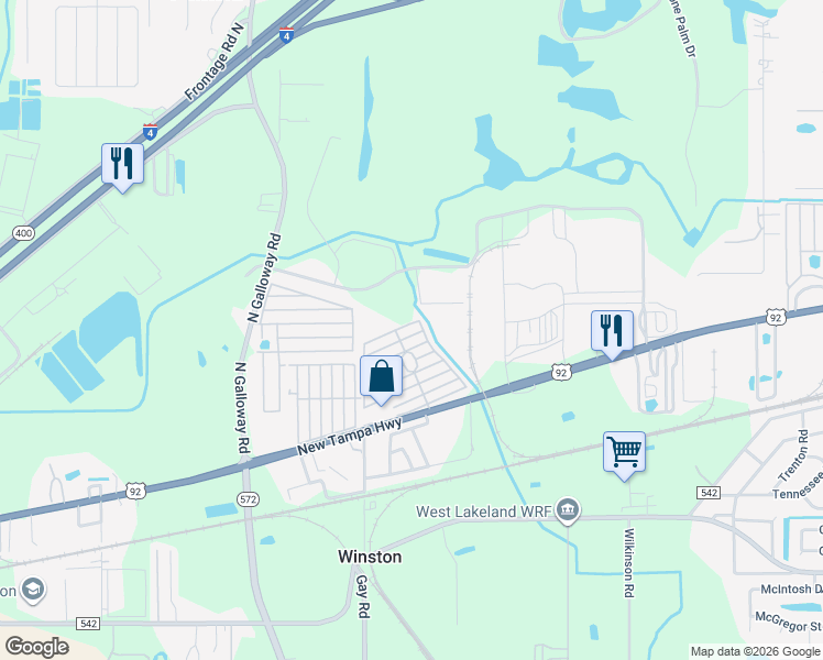 map of restaurants, bars, coffee shops, grocery stores, and more near 174 Casebier Street in Lakeland