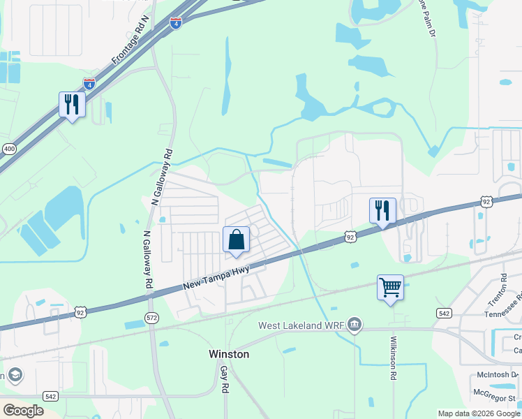 map of restaurants, bars, coffee shops, grocery stores, and more near 174 Casebier Street in Lakeland