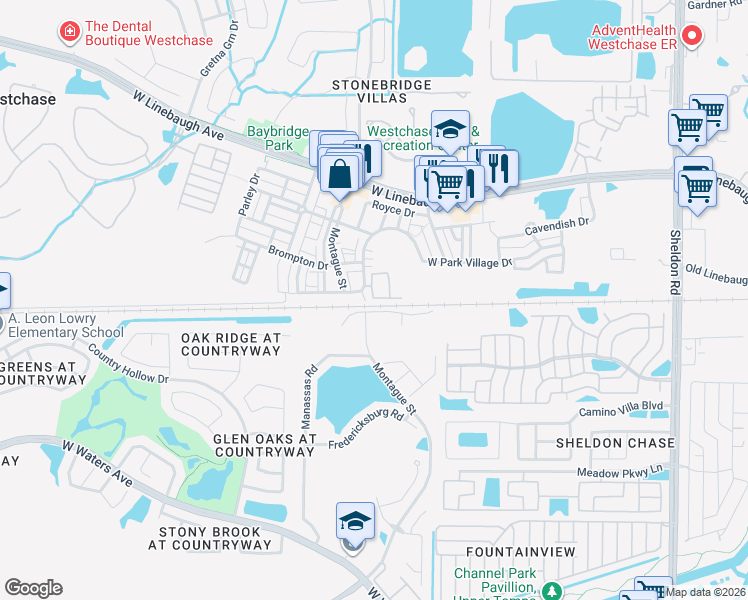 map of restaurants, bars, coffee shops, grocery stores, and more near 9764 Meadow Field Circle in Tampa