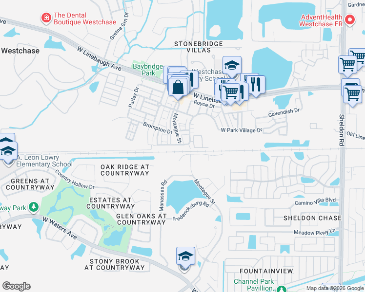 map of restaurants, bars, coffee shops, grocery stores, and more near 9408 Montague Street in Tampa