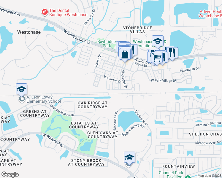 map of restaurants, bars, coffee shops, grocery stores, and more near 9908 Tate Lane in Westchase