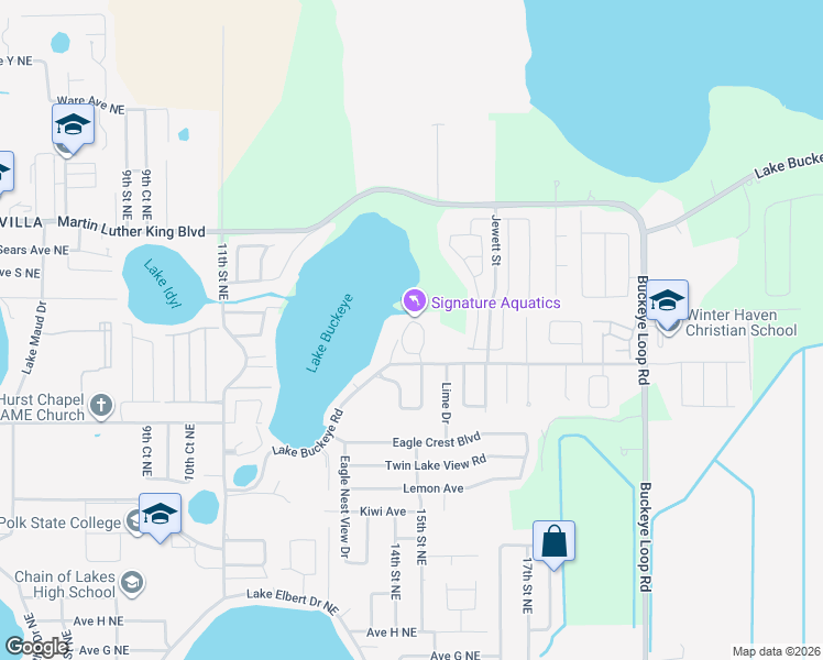 map of restaurants, bars, coffee shops, grocery stores, and more near 1420 Evergreen Court in Winter Haven