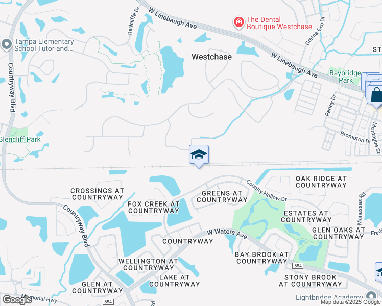 map of restaurants, bars, coffee shops, grocery stores, and more near 11505 Country Hollow Drive in Tampa