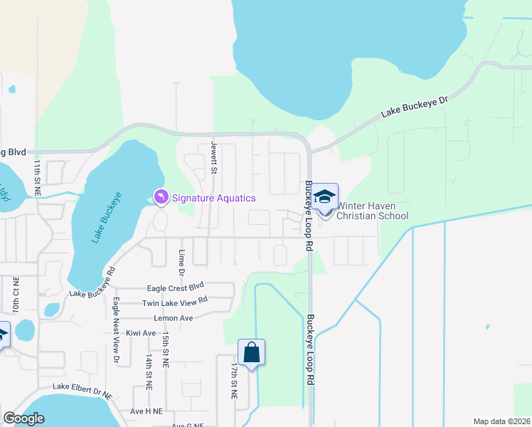 map of restaurants, bars, coffee shops, grocery stores, and more near 116 Rebecca Drive Northeast in Winter Haven