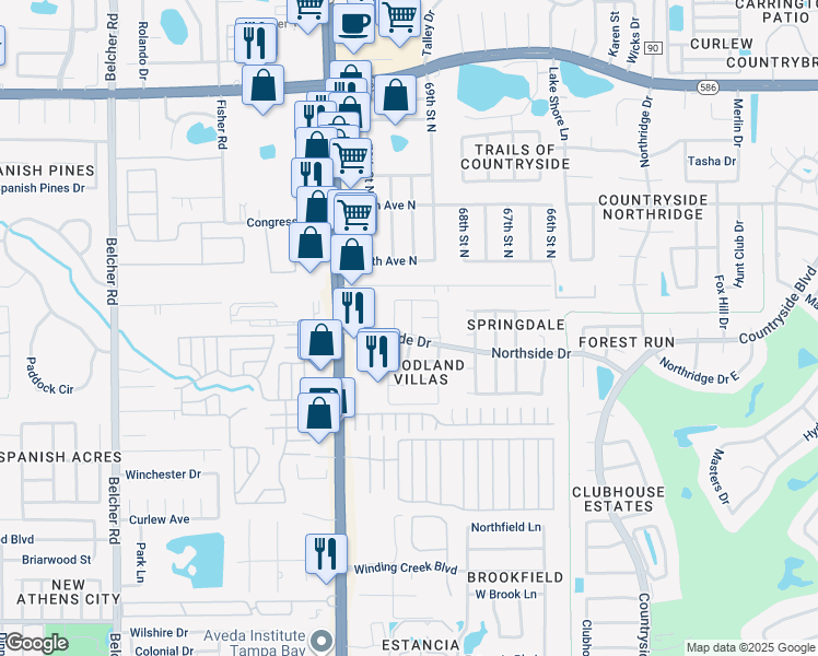map of restaurants, bars, coffee shops, grocery stores, and more near 2460 Northside Drive in Clearwater