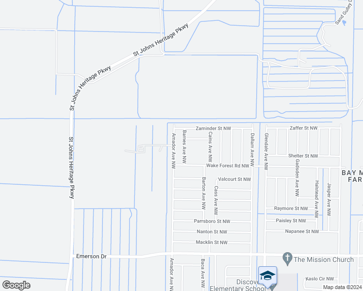 map of restaurants, bars, coffee shops, grocery stores, and more near 1654 Barnes Avenue Northwest in Palm Bay