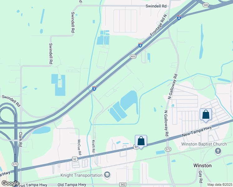 map of restaurants, bars, coffee shops, grocery stores, and more near 4100 Frontage Road South in Lakeland