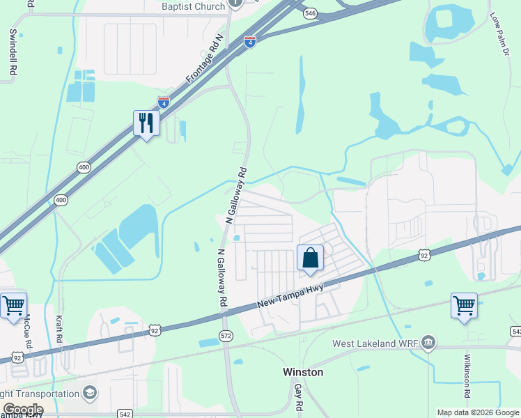 map of restaurants, bars, coffee shops, grocery stores, and more near 211 Jay Street in Lakeland