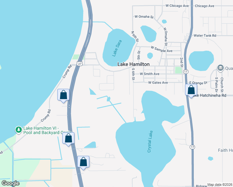 map of restaurants, bars, coffee shops, grocery stores, and more near 138 8th Street in Haines City