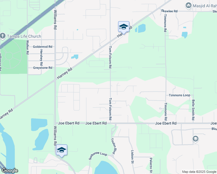 map of restaurants, bars, coffee shops, grocery stores, and more near 10006 Tom Folsom Road in Thonotosassa