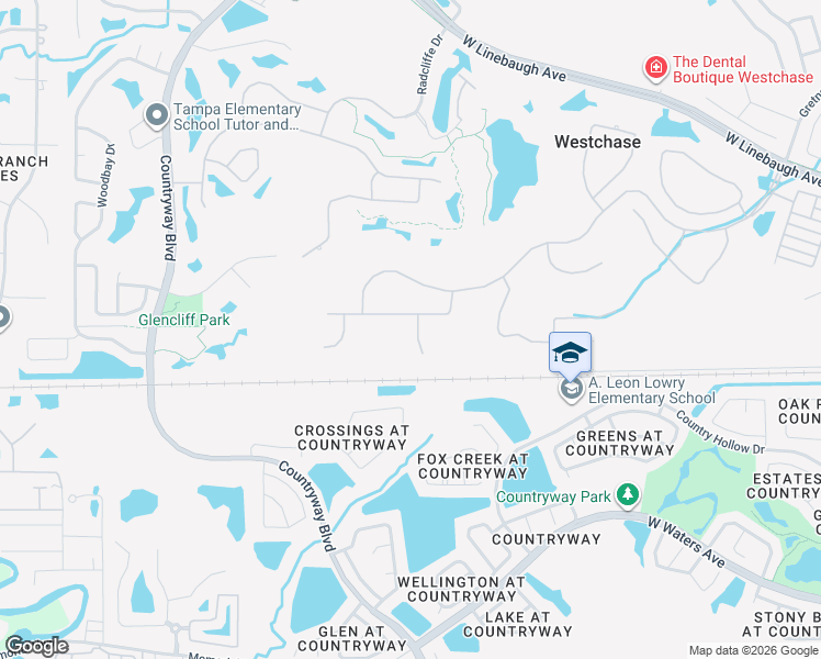 map of restaurants, bars, coffee shops, grocery stores, and more near 10416 Edgefield Place in Tampa