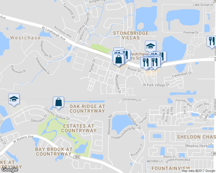 map of restaurants, bars, coffee shops, grocery stores, and more near 10035 Tate Lane in Tampa