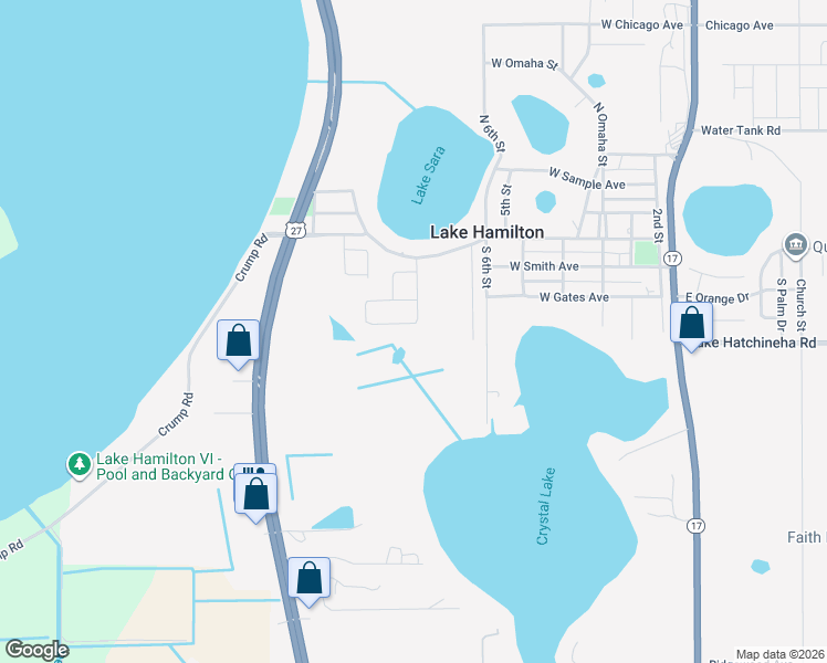 map of restaurants, bars, coffee shops, grocery stores, and more near 138 8th Street in Haines City