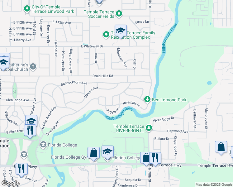 map of restaurants, bars, coffee shops, grocery stores, and more near 408 Montrose Avenue in Tampa