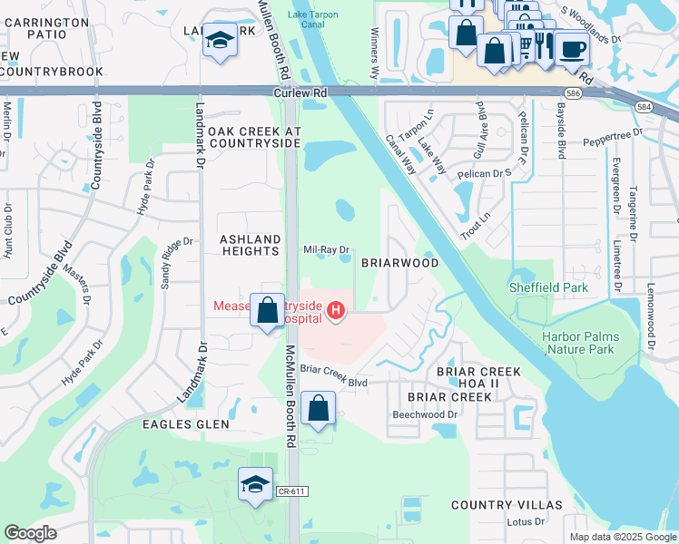 map of restaurants, bars, coffee shops, grocery stores, and more near 3301 McMullen Booth Road in Clearwater