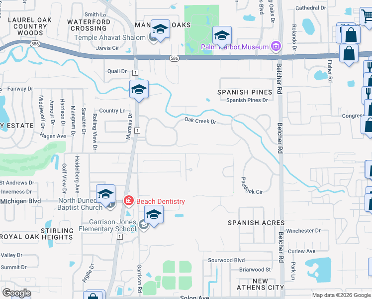 map of restaurants, bars, coffee shops, grocery stores, and more near 2012 Brady Drive in Dunedin