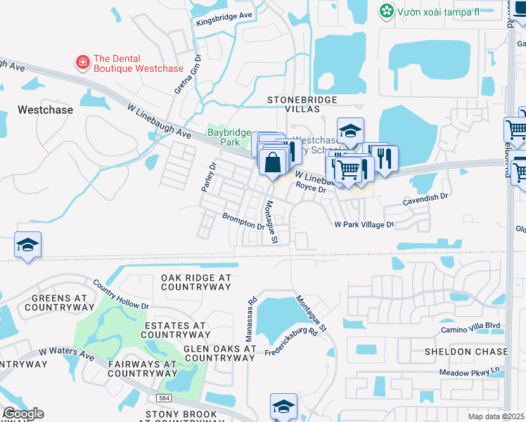 map of restaurants, bars, coffee shops, grocery stores, and more near 9943 Montague Street in Tampa