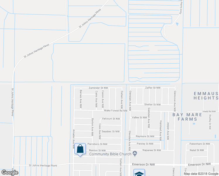 map of restaurants, bars, coffee shops, grocery stores, and more near 1699 Carbondale Avenue Northwest in Palm Bay