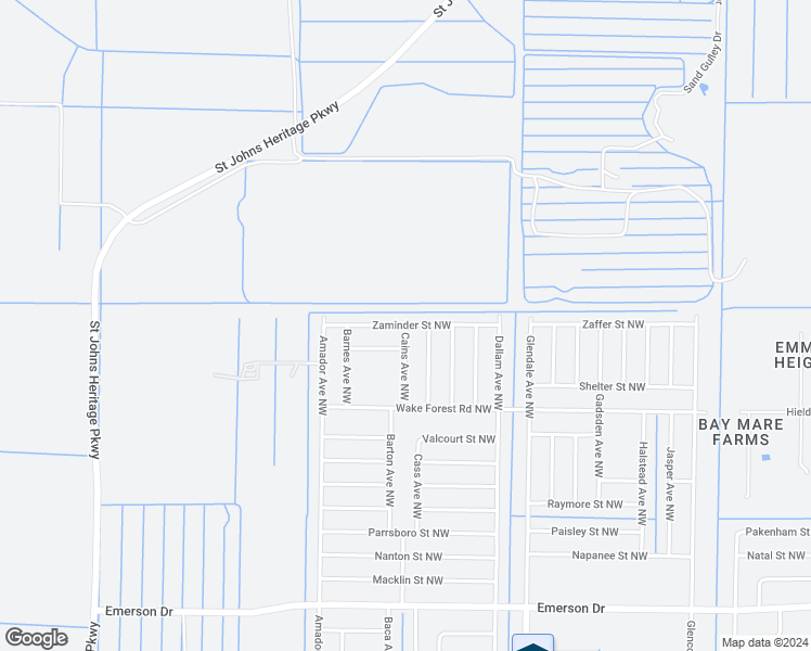 map of restaurants, bars, coffee shops, grocery stores, and more near 1698 Cains Avenue Northwest in Palm Bay