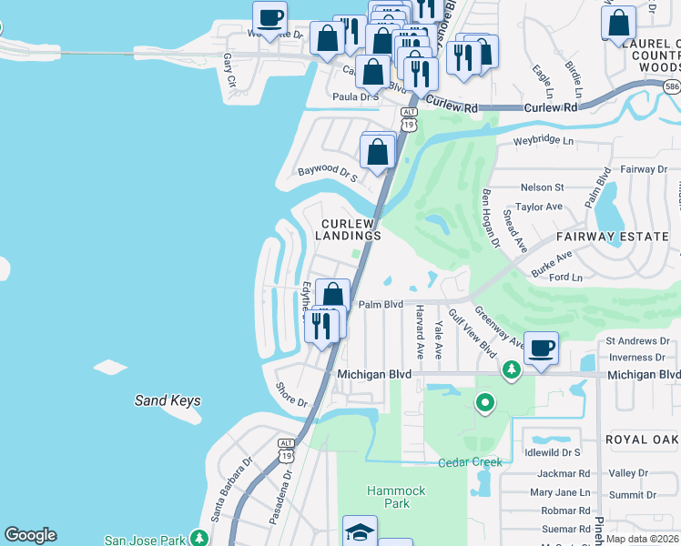 map of restaurants, bars, coffee shops, grocery stores, and more near 54 Nicholas Drive in Dunedin