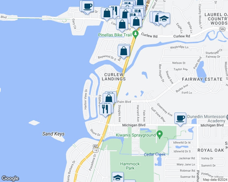 map of restaurants, bars, coffee shops, grocery stores, and more near 54 Nicholas Drive in Dunedin