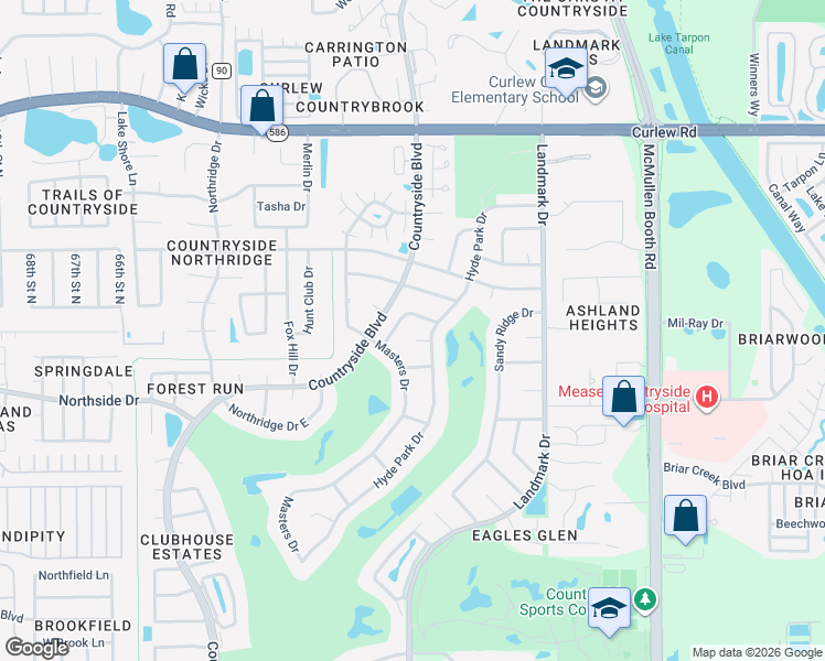 map of restaurants, bars, coffee shops, grocery stores, and more near 2862 Allapattah Drive in Clearwater