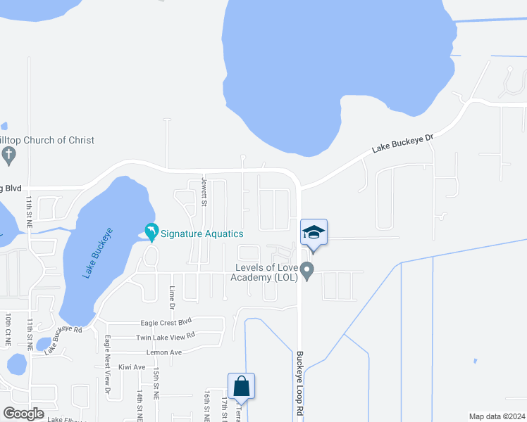 map of restaurants, bars, coffee shops, grocery stores, and more near 3070 Buckeye Point Drive in Winter Haven