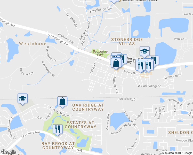 map of restaurants, bars, coffee shops, grocery stores, and more near 10014 Seymour Way in Tampa
