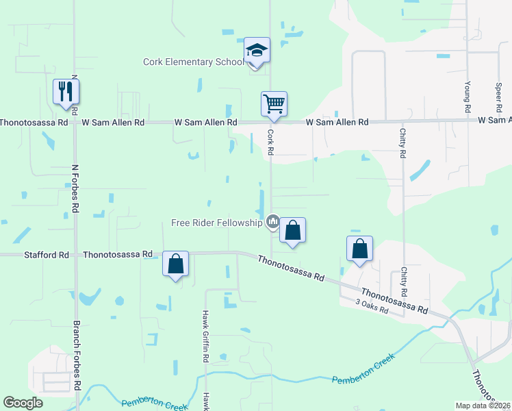 map of restaurants, bars, coffee shops, grocery stores, and more near 3005 Cork Road in Plant City