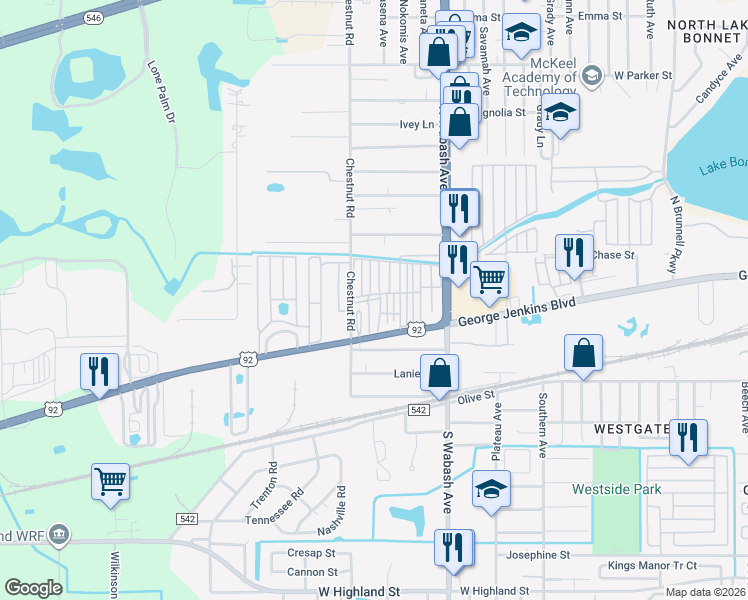 map of restaurants, bars, coffee shops, grocery stores, and more near 32 Hartford Avenue in Lakeland