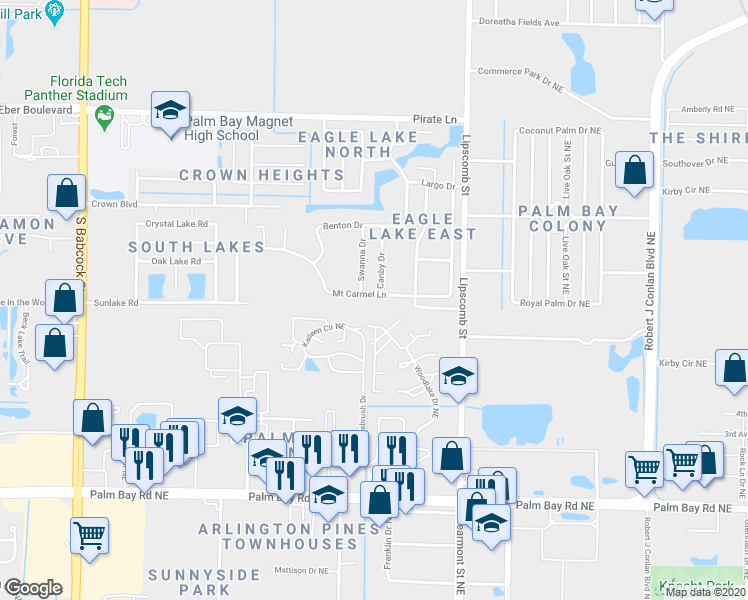 map of restaurants, bars, coffee shops, grocery stores, and more near 3907 Mount Carmel Lane in Melbourne