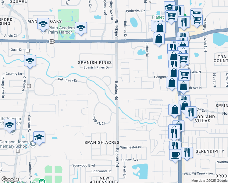 map of restaurants, bars, coffee shops, grocery stores, and more near 1990 Saddle Hill Road North in Dunedin