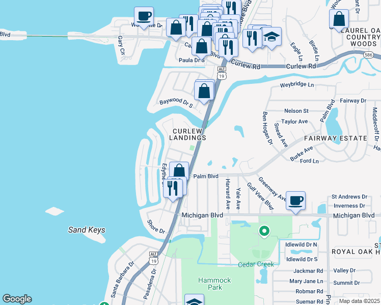 map of restaurants, bars, coffee shops, grocery stores, and more near 54 Nicholas Drive in Dunedin