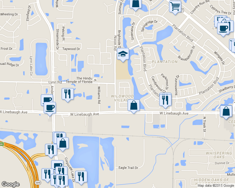 map of restaurants, bars, coffee shops, grocery stores, and more near 10177 Cedar Dune Dr in Tampa