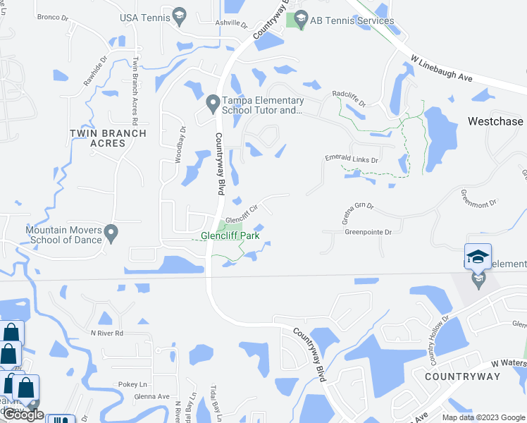 map of restaurants, bars, coffee shops, grocery stores, and more near 9410 Edenton Way in Tampa