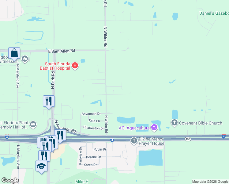 map of restaurants, bars, coffee shops, grocery stores, and more near 2806 Dan Kendrick Road in Plant City