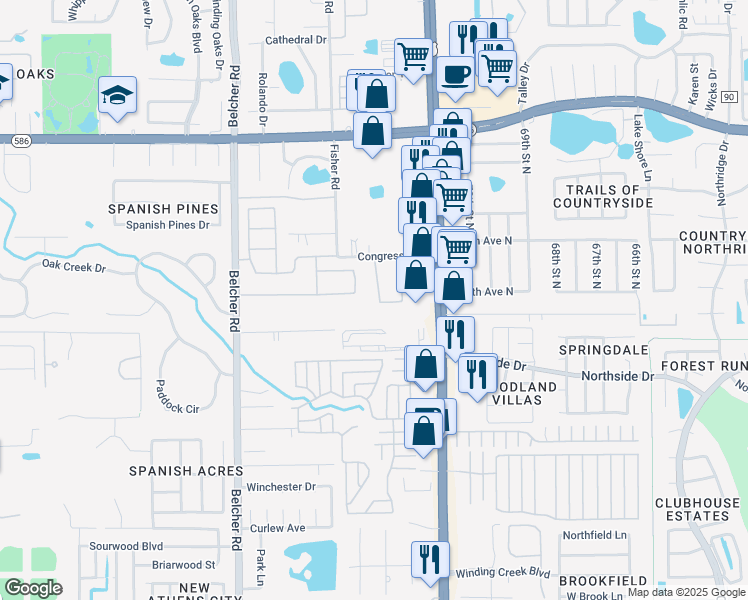 map of restaurants, bars, coffee shops, grocery stores, and more near 3341 Hannah Way South in Dunedin