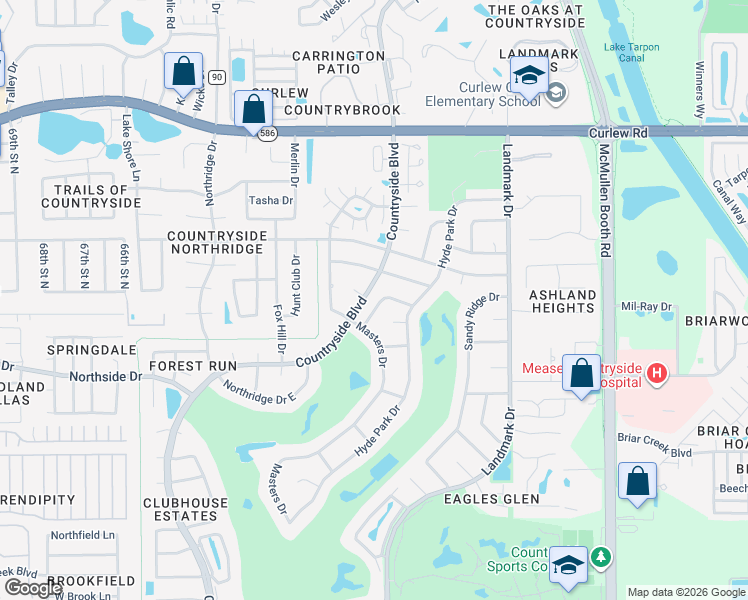 map of restaurants, bars, coffee shops, grocery stores, and more near 2862 Allapattah Drive in Clearwater