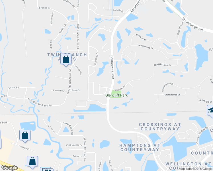 map of restaurants, bars, coffee shops, grocery stores, and more near 12305 Glencliff Circle in Tampa