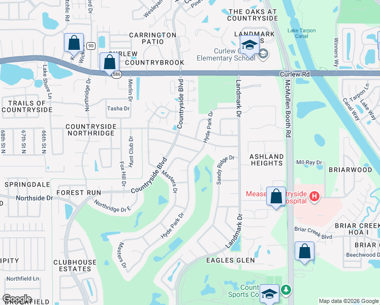 map of restaurants, bars, coffee shops, grocery stores, and more near 2889 Fair Green Drive in Clearwater