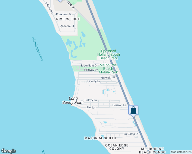 map of restaurants, bars, coffee shops, grocery stores, and more near 310 Norwich Lane in Melbourne Beach