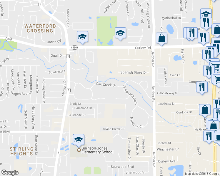 map of restaurants, bars, coffee shops, grocery stores, and more near 1830 Oak Creek Drive in Dunedin