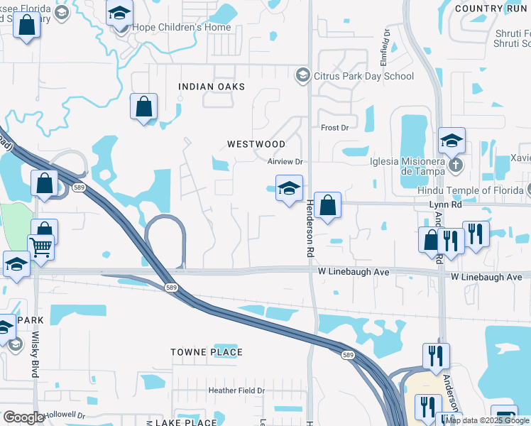 map of restaurants, bars, coffee shops, grocery stores, and more near 6611 Pullen Ct in Tampa