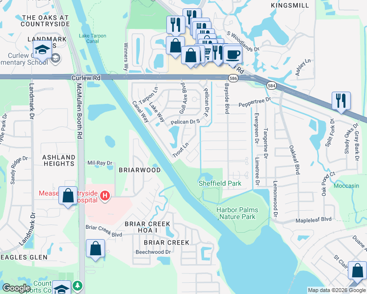map of restaurants, bars, coffee shops, grocery stores, and more near 499 Sail Fish Boulevard in Oldsmar