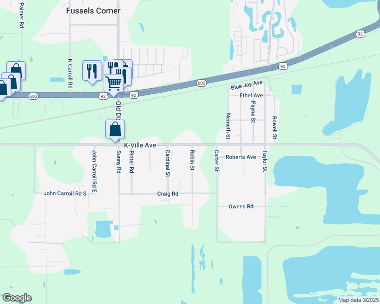 map of restaurants, bars, coffee shops, grocery stores, and more near 4049 K-Ville Avenue in Auburndale