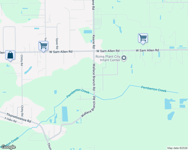 map of restaurants, bars, coffee shops, grocery stores, and more near 3104 Wallace Branch Road in Plant City