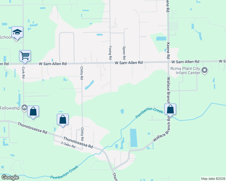 map of restaurants, bars, coffee shops, grocery stores, and more near 3015 Young Road in Plant City
