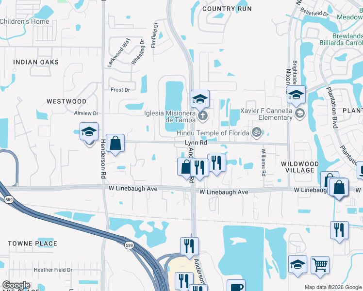 map of restaurants, bars, coffee shops, grocery stores, and more near 6024 Parkside Meadow Drive in Tampa