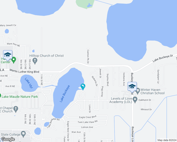 map of restaurants, bars, coffee shops, grocery stores, and more near 4162 Roberta Drive in Winter Haven